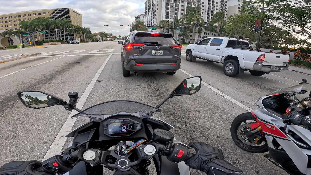 Riding my Ninja 500 with my brother