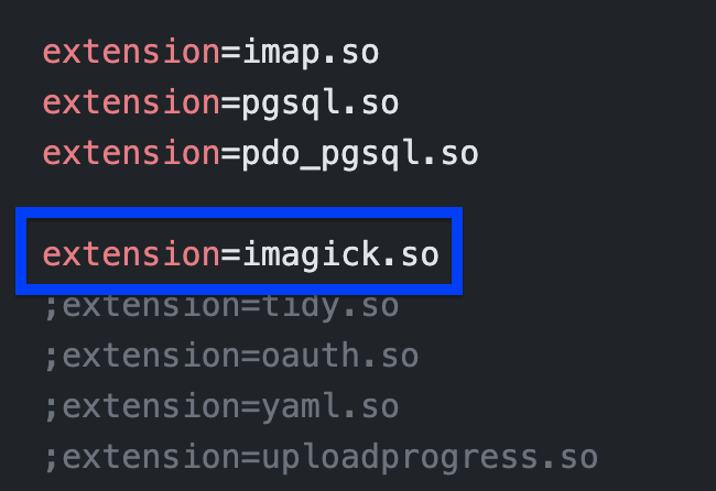 extension=imagick.so in php.ini file