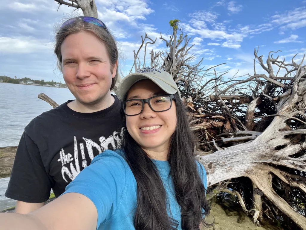 Casey and her partner Jeff on an island in Sebastian